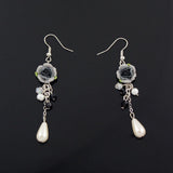 Polymer Rose and Teardrop Pearl Earrings Black