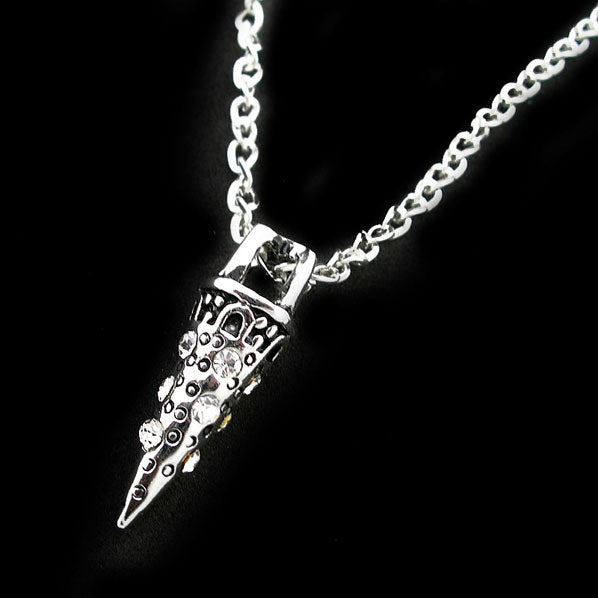 Rhinestone Cone Pendant Tibetan Silver Necklace