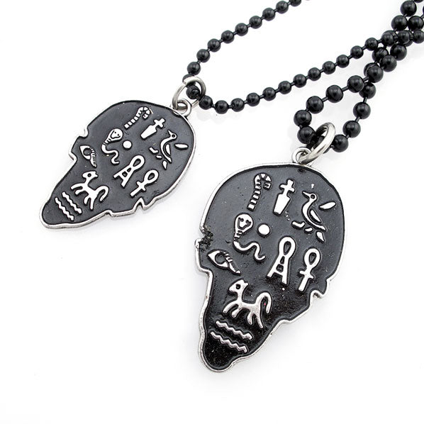 Lover's Necklace and Bracelet with Skull Pendant