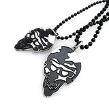 Lover's Necklace and Bracelet with Skull Pendant