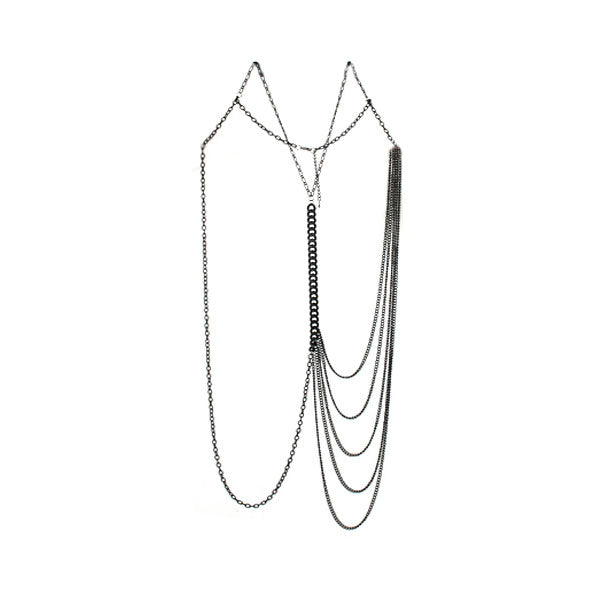 Unbalanced Metal Draped Bodychain Body Chain Gold