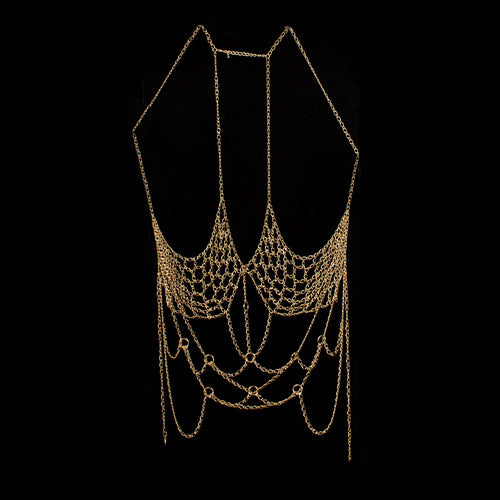 Gold Finish Dress Style Body Chain Bodychain