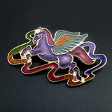 Gold-plated Chinese Cloisonne Pegasus Brooch