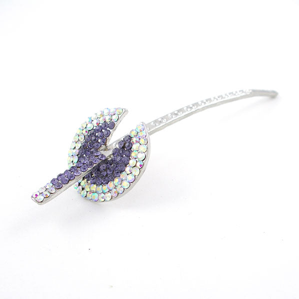 Lavender Disk Czech Crystal Rhinestone Hair Stick 5.35 in