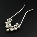 Czech Rhinestone & Pearl 2-Prong Bridal Hair Stick Fork
