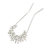 Czech Rhinestone & Pearl 2-Prong Bridal Abstract Hair Stick Fork