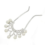 Czech Rhinestone & Pearl 2-Prong Bridal Hair Stick Fork