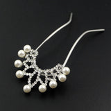 Czech Rhinestone & Pearl 2-Prong Bridal Hair Stick Fork