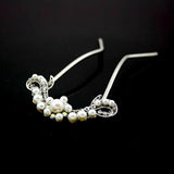 Pearl and Rhinestone 2-Prong Bridal Hair Stick Fork