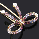 LUX Swarovski Rhinestone Purple Ribbon 2-Prong Hair Stick