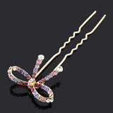 LUX Swarovski Rhinestone Purple Ribbon 2-Prong Hair Stick