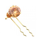 LUX 2-Prong Hair Stick Hairpin with Large Crystal 3.75