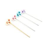 Enamel Flowers with Swarovski Rhinestones Hair Stick Blue