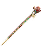 Half Bloom Swarovski Rhinestone Hair Stick Burgundy