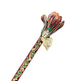 Half Bloom Swarovski Rhinestone Hair Stick Burgundy
