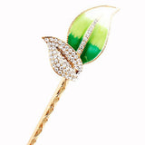 LUX Swarovski Rhinestone Enamel Leaves Hair Stick