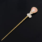 LUX Peach Swarovski Rhinestone Flower Bud Hair Stick