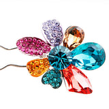 LUX Swarovski Rhinestone & Crystal Flower Small 2-Prong Fork Hair Stick