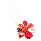 LUX Swarovski Rhinestone & Crystal Flower Small 2-Prong Fork Hair Stick