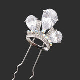 LUX Bridal Swarovski Rhinestone Crown 2-Prong Fork Hair Stick