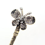 Rhinestone Butterfly Antique Brass Finish Hair Stick
