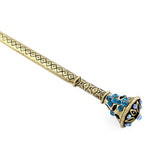 Antique Brass Finish Hair Stick with Red Rhinestones