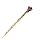 Antique Brass Finish Hair Stick with Rhinestones