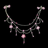 Silver Finish Clear Floral Rhinestone Princess Headlace Browband w/ Claws