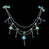 Silver Finish Floral Rhinestone Princess Headlace Browband w/ Claws