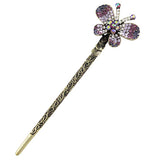 Rhinestone Butterfly Antique Brass Finish Hair Stick