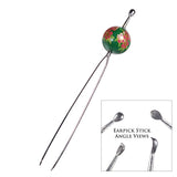 Geisha Earpick Style 2-Prong Metal Hair Stick Fork w/ Large Floral Bead