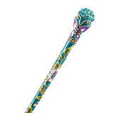 Cloisonne Enamel Butterfly Hair Stick with Rhinestones
