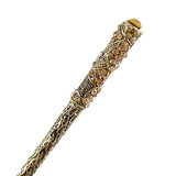 Antique Brass Finish Hair Stick w/ Rhinestone Patterns