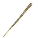 Antique Brass Finish Hair Stick w/ Rhinestone Patterns Red