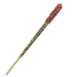Antique Brass Finish Hair Stick w/ Rhinestone Patterns