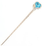 Gold Finish Rhinestone Heart Hair Stick