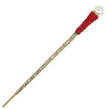 Antique Brass Finish Hair Stick with Rhinestones and Pearl