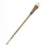 Antique Brass Finish Hair Stick with Rhinestones and Pearl