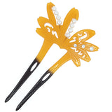 Acrylic 2-Prong Geisha Floral Hair Stick Fork with Pearls