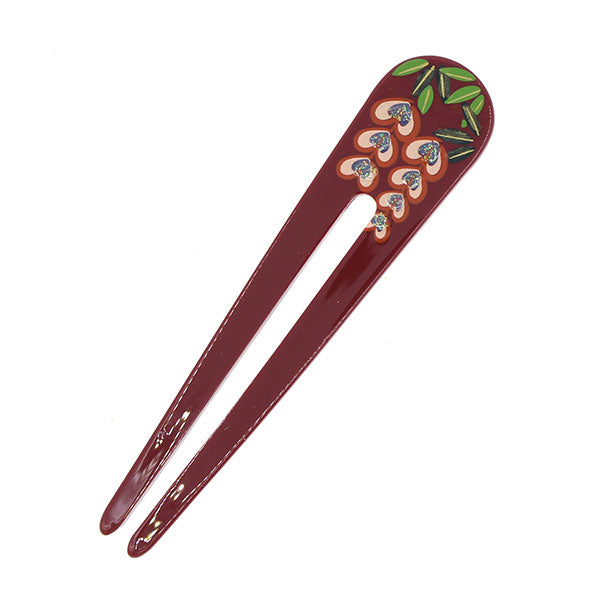 Acrylic Geisha Small 2-Prong Floral Hair Stick Fork