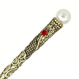 Antique Brass Finish Hair Sticks with Rhinestone and Pearl