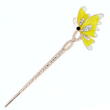 Enamel Butterfly Hair Stick with Rhinestones