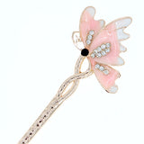 Enamel Butterfly Hair Stick with Rhinestones