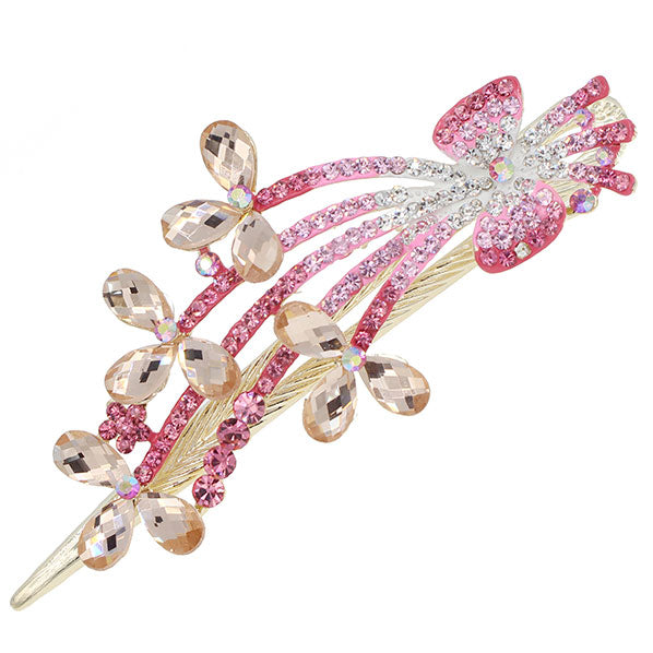 Gold Finish Rhinestone Butterfly Hinged Hair Claw Clip