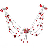 Silver Finish Rhinestone Butterfly Headlace Browband w/ Roses & Claws Lilac