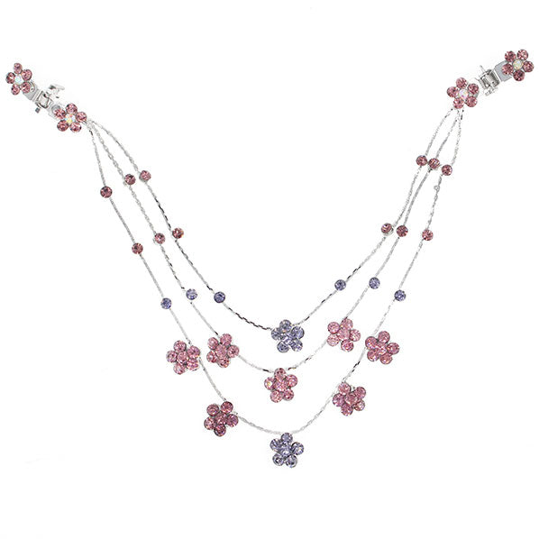 Silver Finish Red Rhinestone Plum Princess Headlace Browband w/ Claws