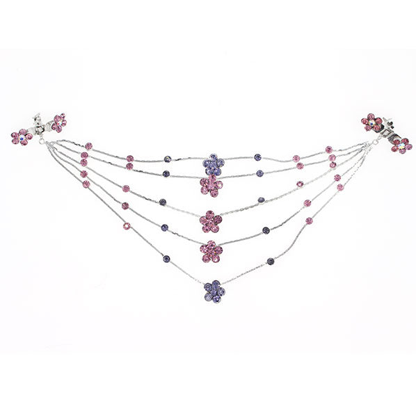 Silver Finish Pink Rhinestone 5 Plum Princess Headlace Browband w/ Claws