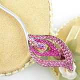 Pink Leaf Czech Crystal Rhinestone Hair Stick 5.45"