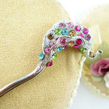 3D Leaf Hair Stick Studded with Colored Czech Crystal Rhinestones 5.5