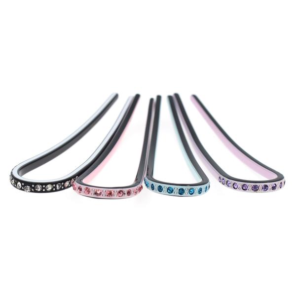 Simple Cellulose Acetate 2-Prong Hair Fork Hairstick with Rhinestones